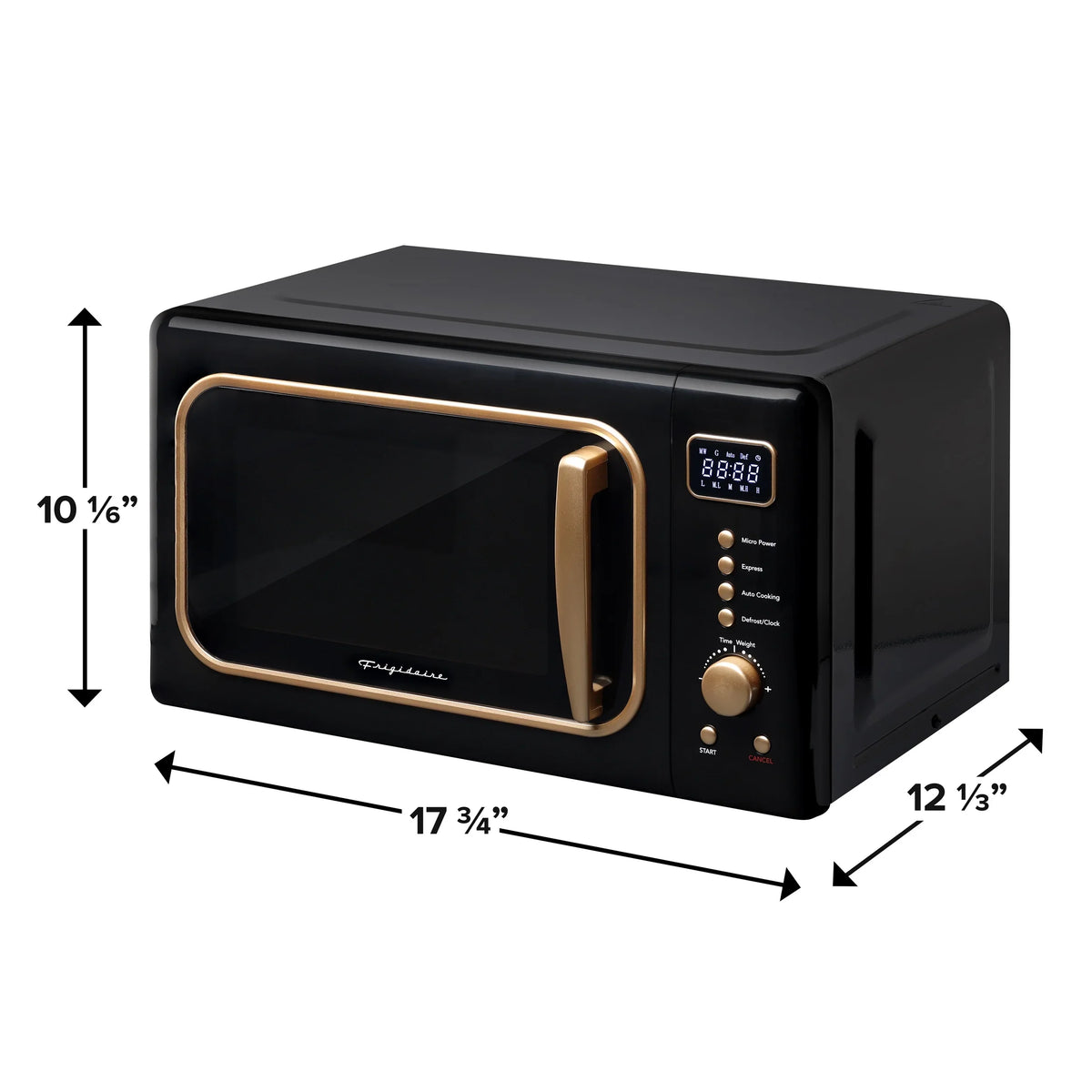 2026 NewFrigidaire 0.7 Cu. Ft. Retro Countertop Microwave Oven, Black and Gold