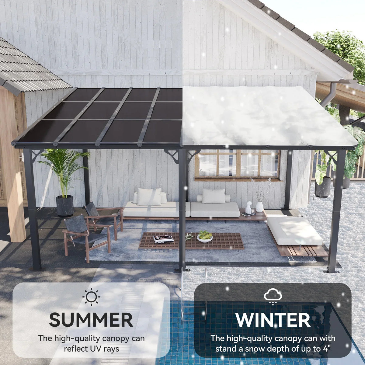 2026 NewAoxun 8' x 5' Gazebo for Patio, Gazebo Pergola with Sloped Roof, Grill Gazebo Large Wall-Mounted Heavy Duty Awnings, for Backyard, Deck, Patio