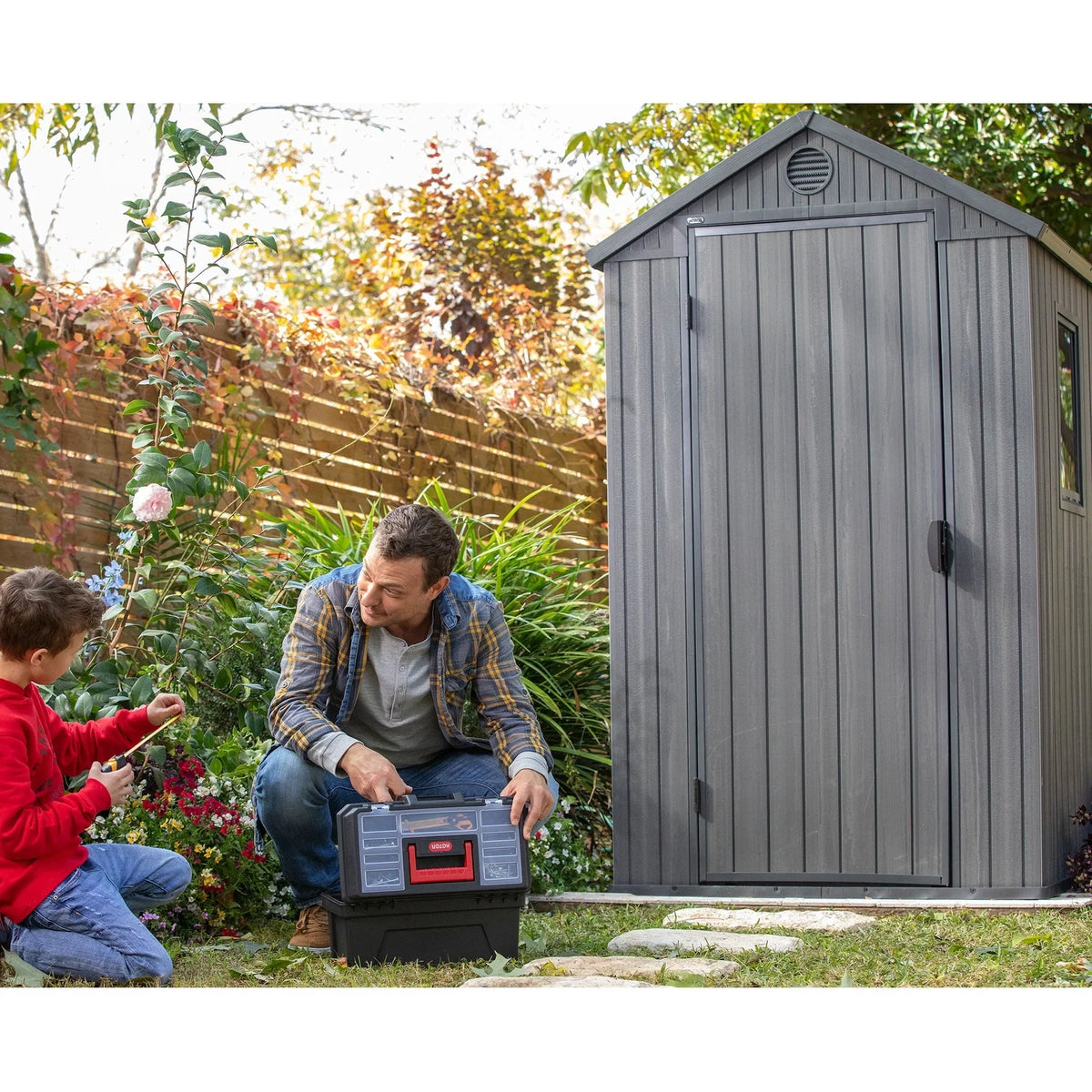 2026 NewKeter Darwin 4' x 6' Outdoor Garden Tool Storage Shed w/ Window, Graphite