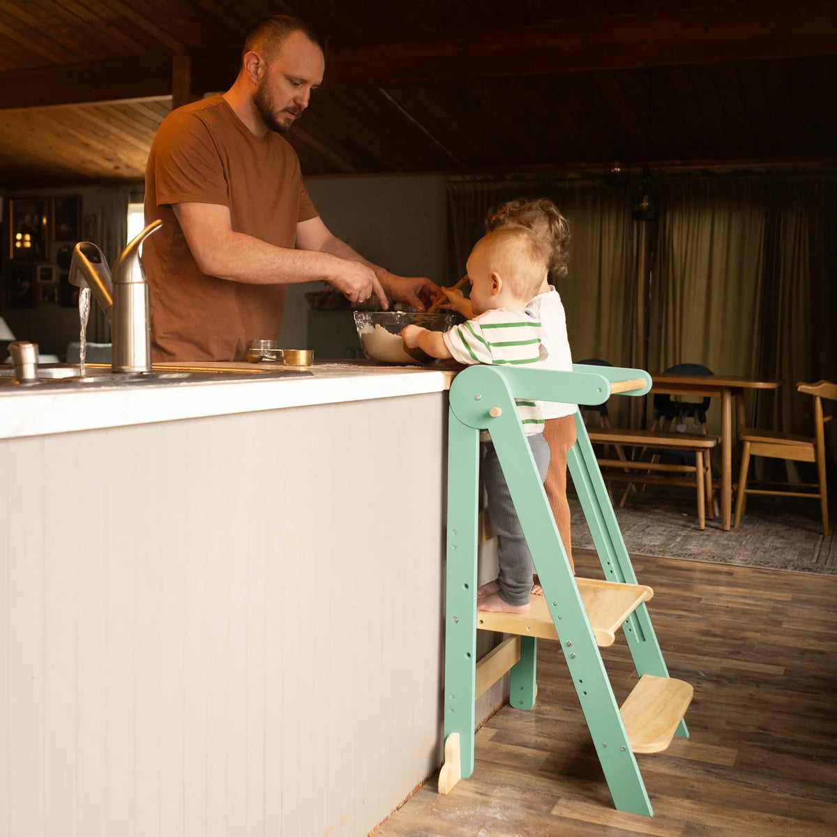 2026 NewHARPPA Foldable Toddler Kitchen Tower, Standing Tower for Kids Age 1.5-6 Years, White