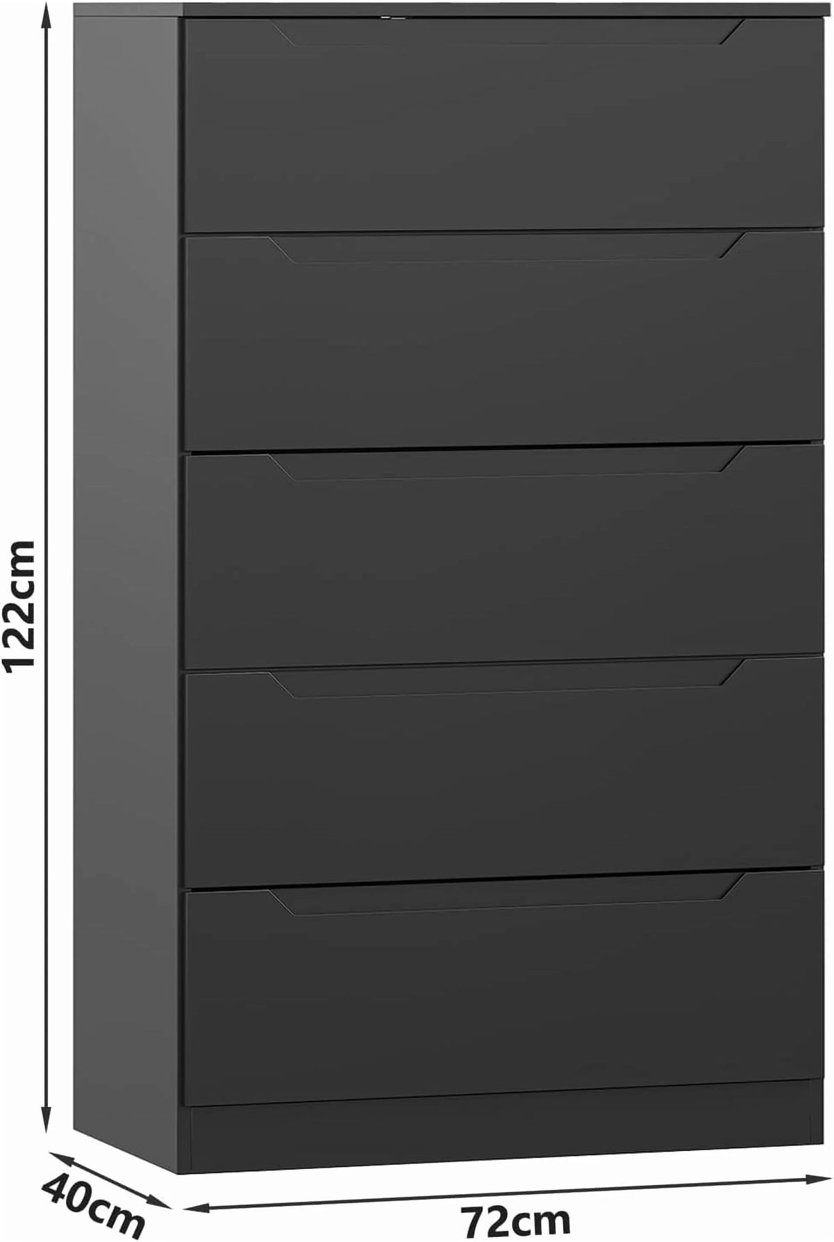 2026 NewWinkalon Vertical 5 Drawer Dresser, Wood Storage Cabinet with Upgraded Stable Base for Bedroom Living Room, Black