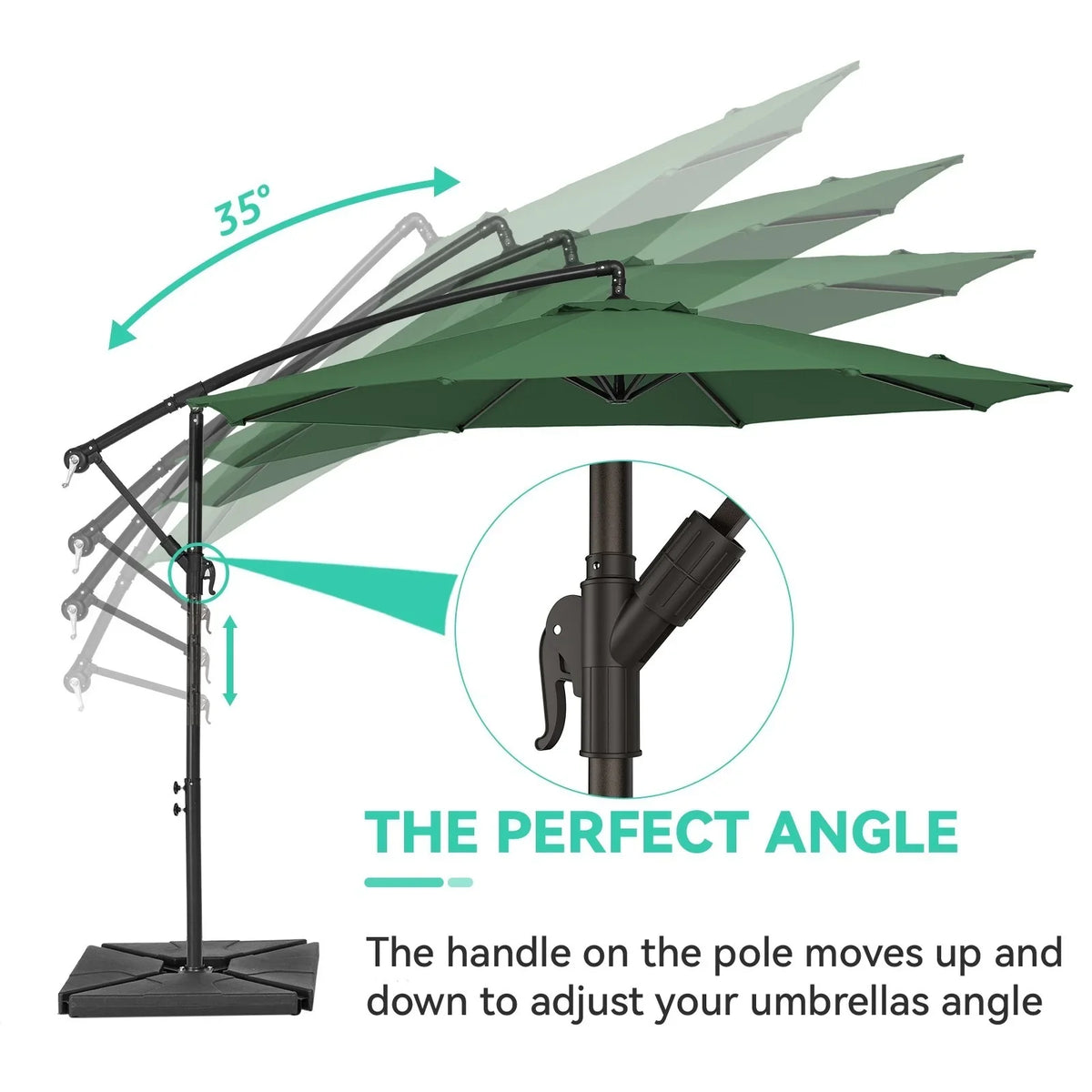 2026 NewJUSTLET 10ft Heavy Duty Patio Hanging Offset Cantilever Patio Umbrella W/ 4-Piece Base Included Included, Beige