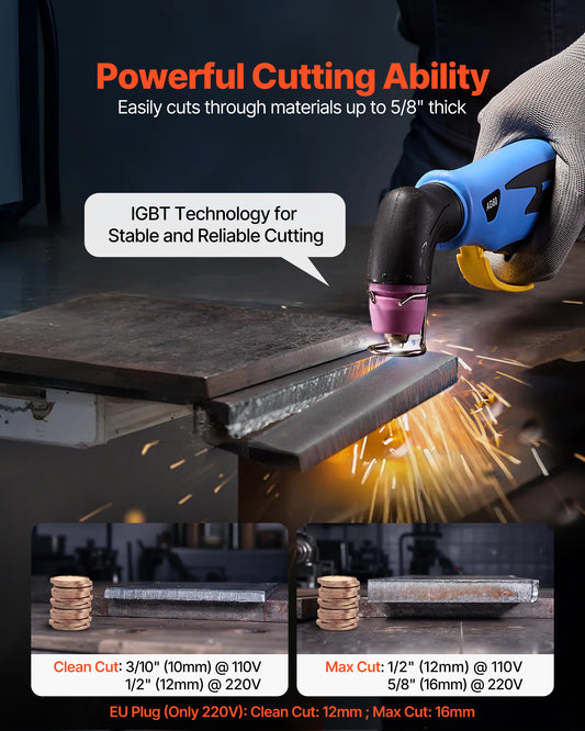 VEVOR Plasma Cutter, 50A Non-Touch Pilot Arc Plasma Cutting Machine, 110V/220V Dual Voltage Digital Display IGBT Inverter - with 2T/4T Function & Adjustable PA/PT Time