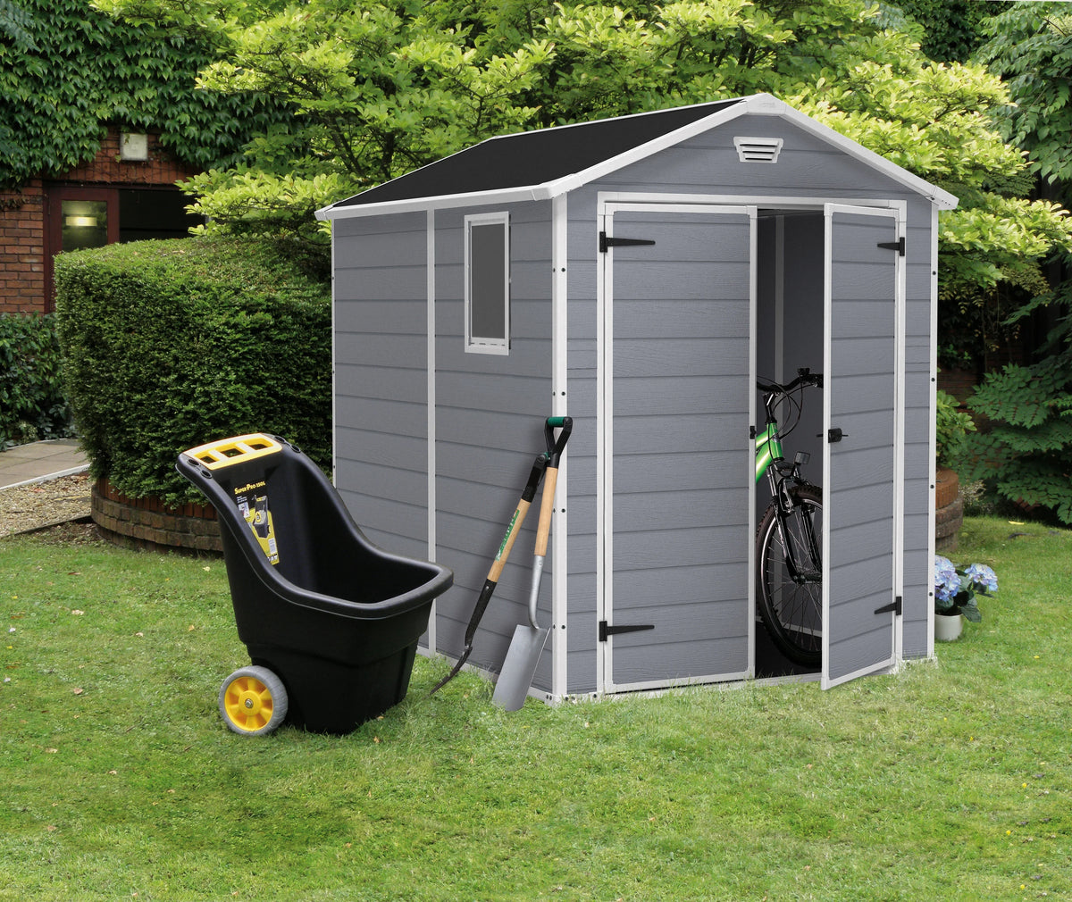 2026 NewKeter 213413 Manor DD 6 X 8 Foot All Weather Outdoor Storage Shed, Grey