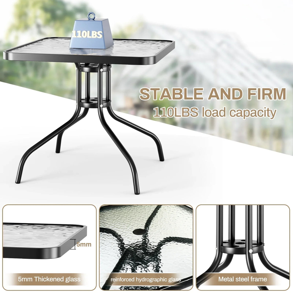 2026 NewPirecart 5-Piece Outdoor Patio Dining Table Set with 4 Stackable Textilene Chairs for for Patio, Lawn, Garden, Gray