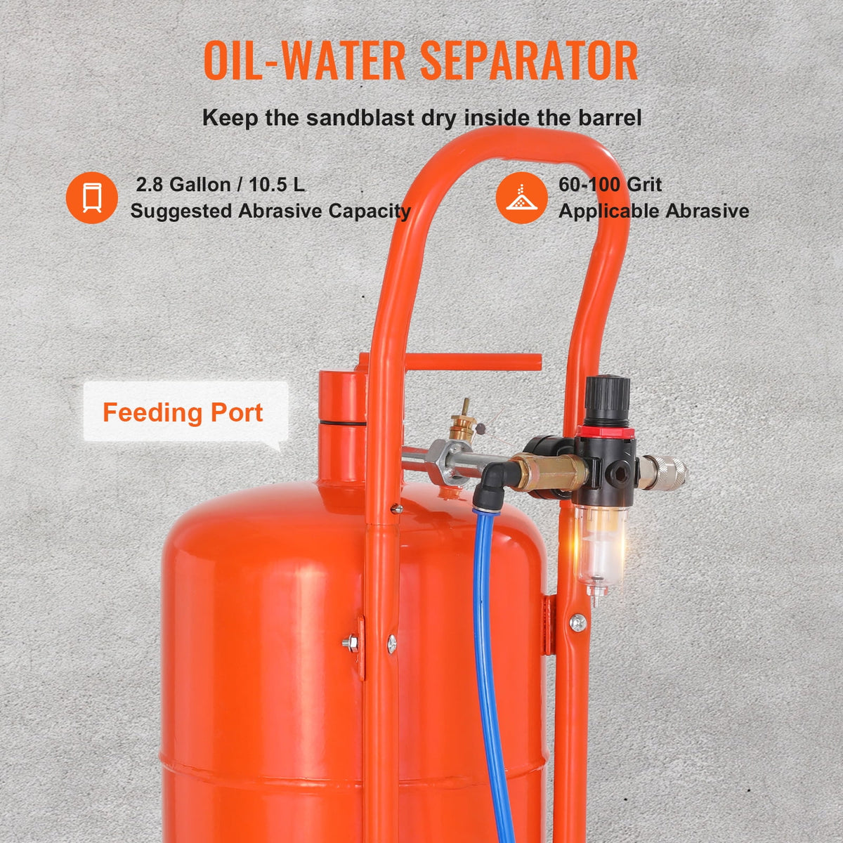 KFFKFF Portable Sand Blaster, 5 Gallon Capacity, 60-110 PSI, Abrasive Blasting Tank with Air Sandblasting Kit, Includes 4 Ceramic Nozzles & Oil-Water Separator for Removing Paint, Stain, Rust