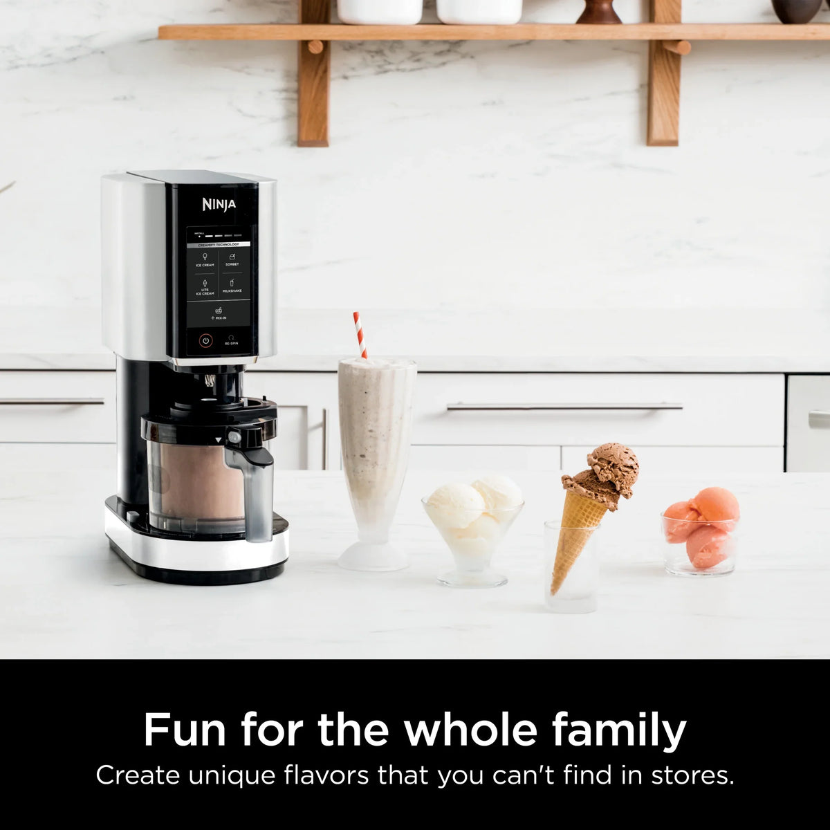 2026 NewNinja CREAMi Ice Cream Maker, for Gelato, Mix-ins, Milkshakes, Sorbet, Smoothie Bowls & More, 5 One-Touch Programs, with (2) 16 oz Pint Containers & Lids, Perfect for Kids, White, NC300WH