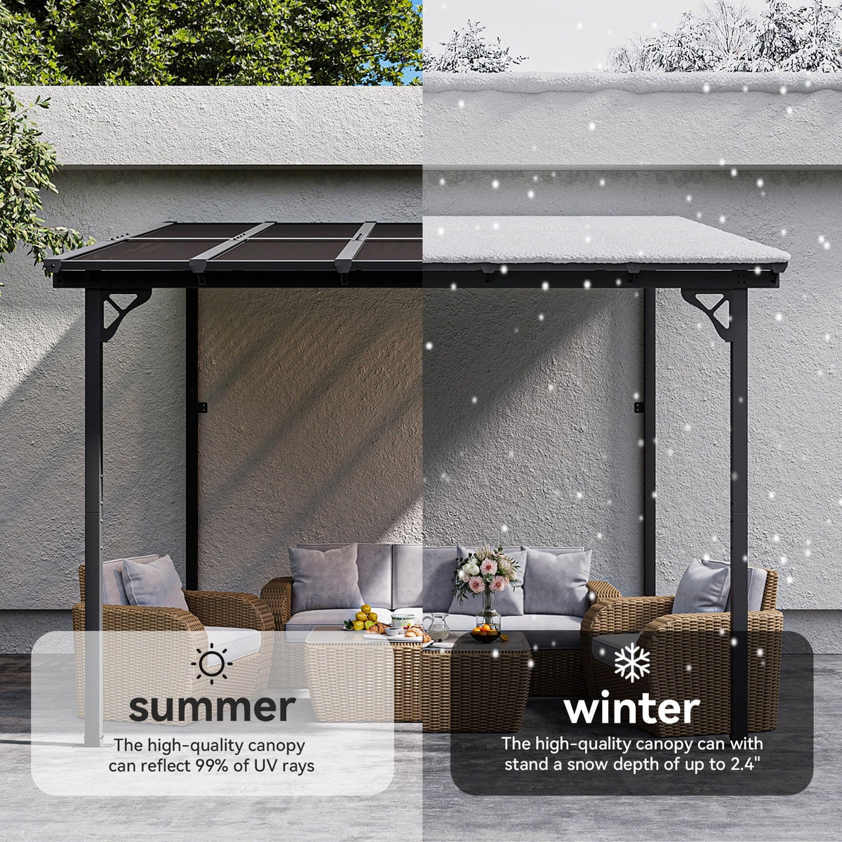 2026 NewAoxun 8' x 5' Gazebo for Patio, Gazebo Pergola with Sloped Roof, Grill Gazebo Large Wall-Mounted Heavy Duty Awnings, for Backyard, Deck, Patio