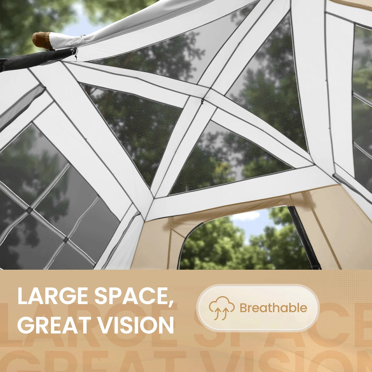 6 Person Instant Cabin Tent for Camping, Breathable Pop-up Tents with Carry Bag, Waterproof, Hiking & Traveling, White
