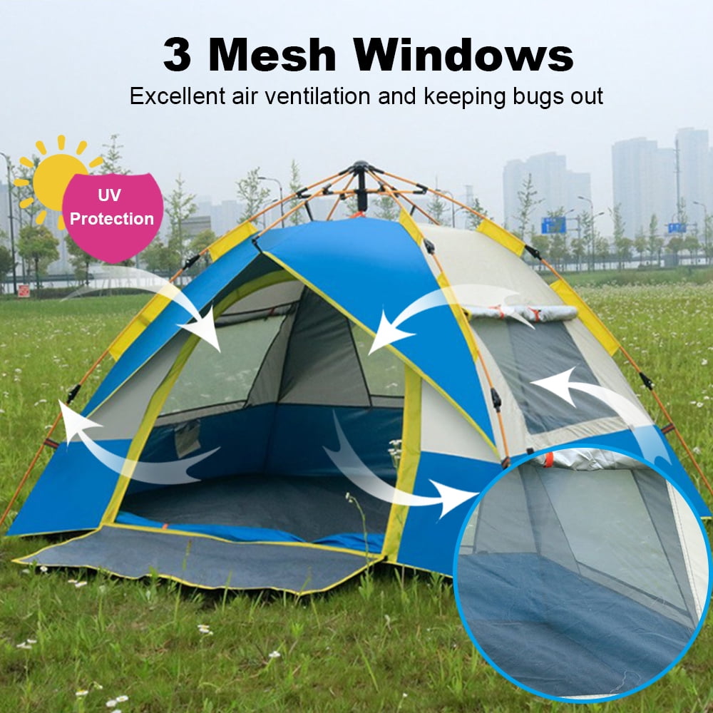 Outdoor Pop-up Tent Waterproof Portable Instant Automatic Camping Tent Suitable for 2-3 / 3-4 People Family Tent Camping Hiking Backpacking Travel