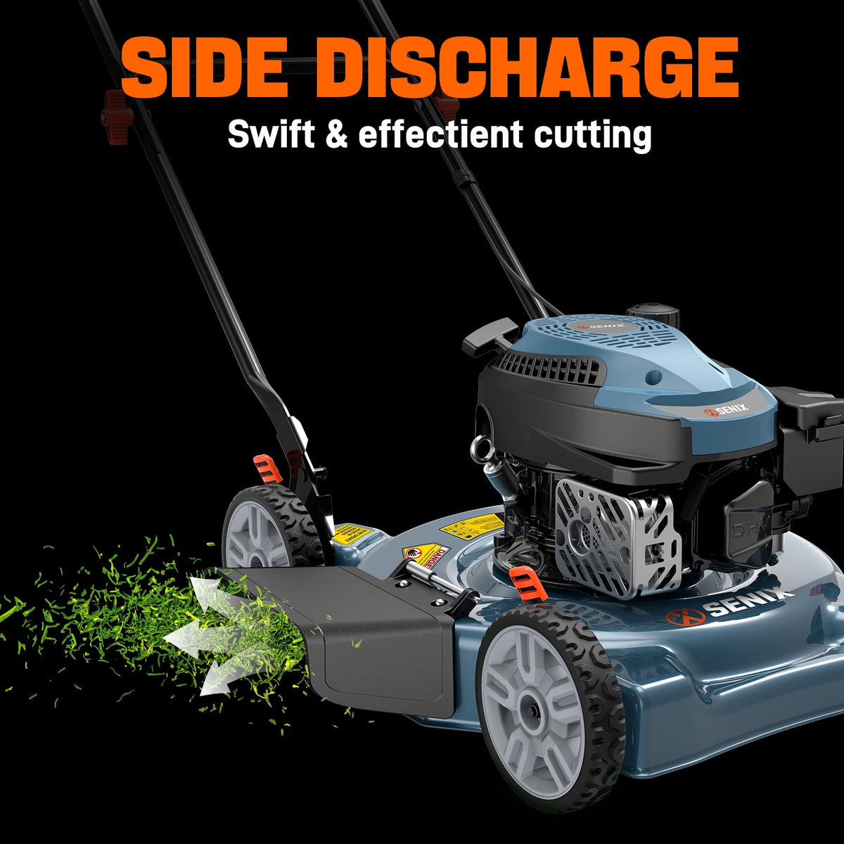SENIX LSPG-L5 20" 144cc 4-Cycle Gas Powered Push Walk-Behind Lawn Mower, Side Discharge, 5-Position Height Adjustment