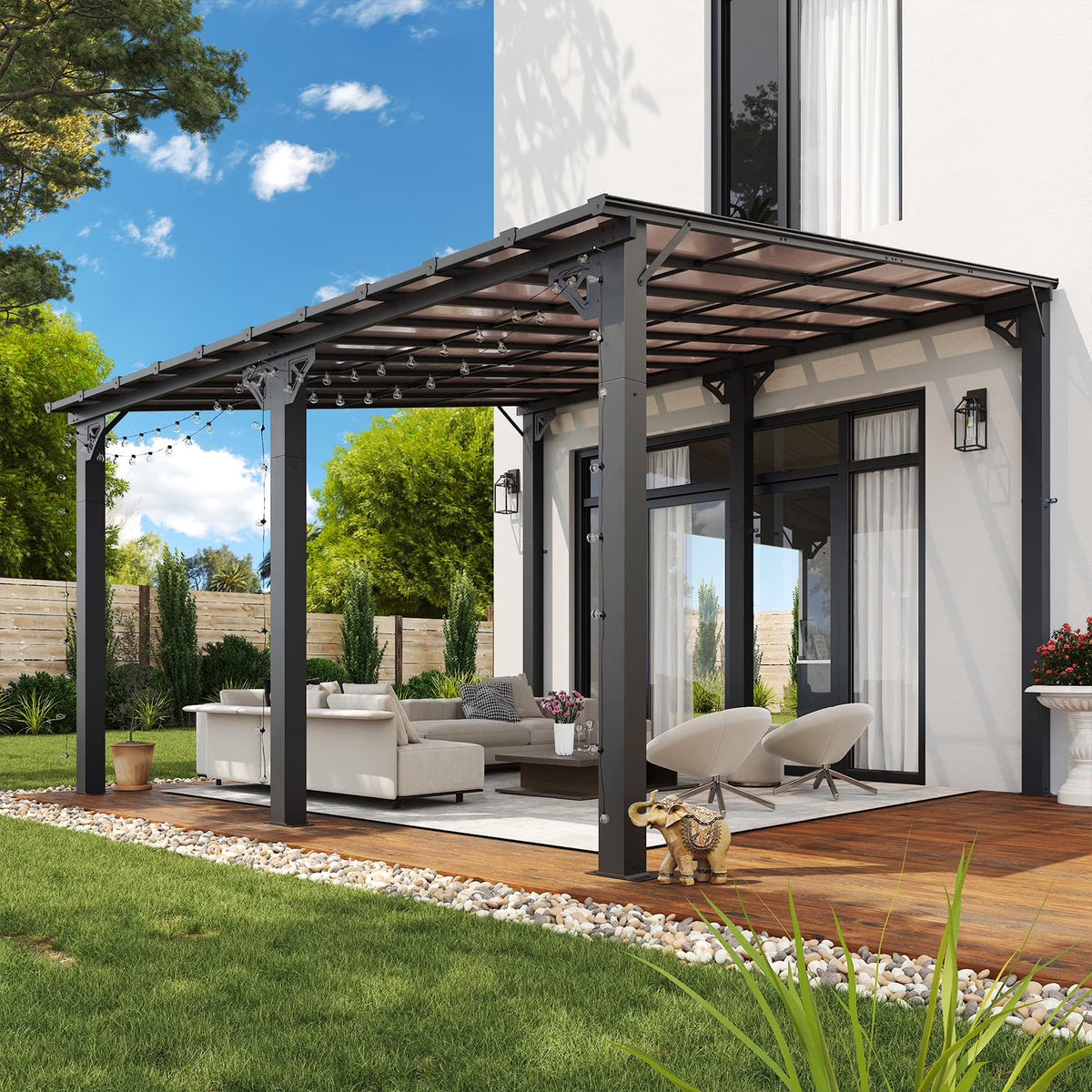 2026 NewAoxun 8' x 5' Gazebo for Patio, Gazebo Pergola with Sloped Roof, Grill Gazebo Large Wall-Mounted Heavy Duty Awnings, for Backyard, Deck, Patio