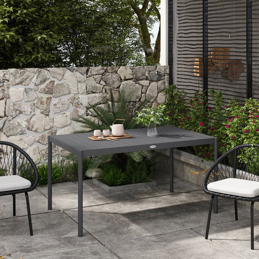 Outsunny Outdoor Dining Table w/ Aluminium Frame, Garden Table, Dark Grey