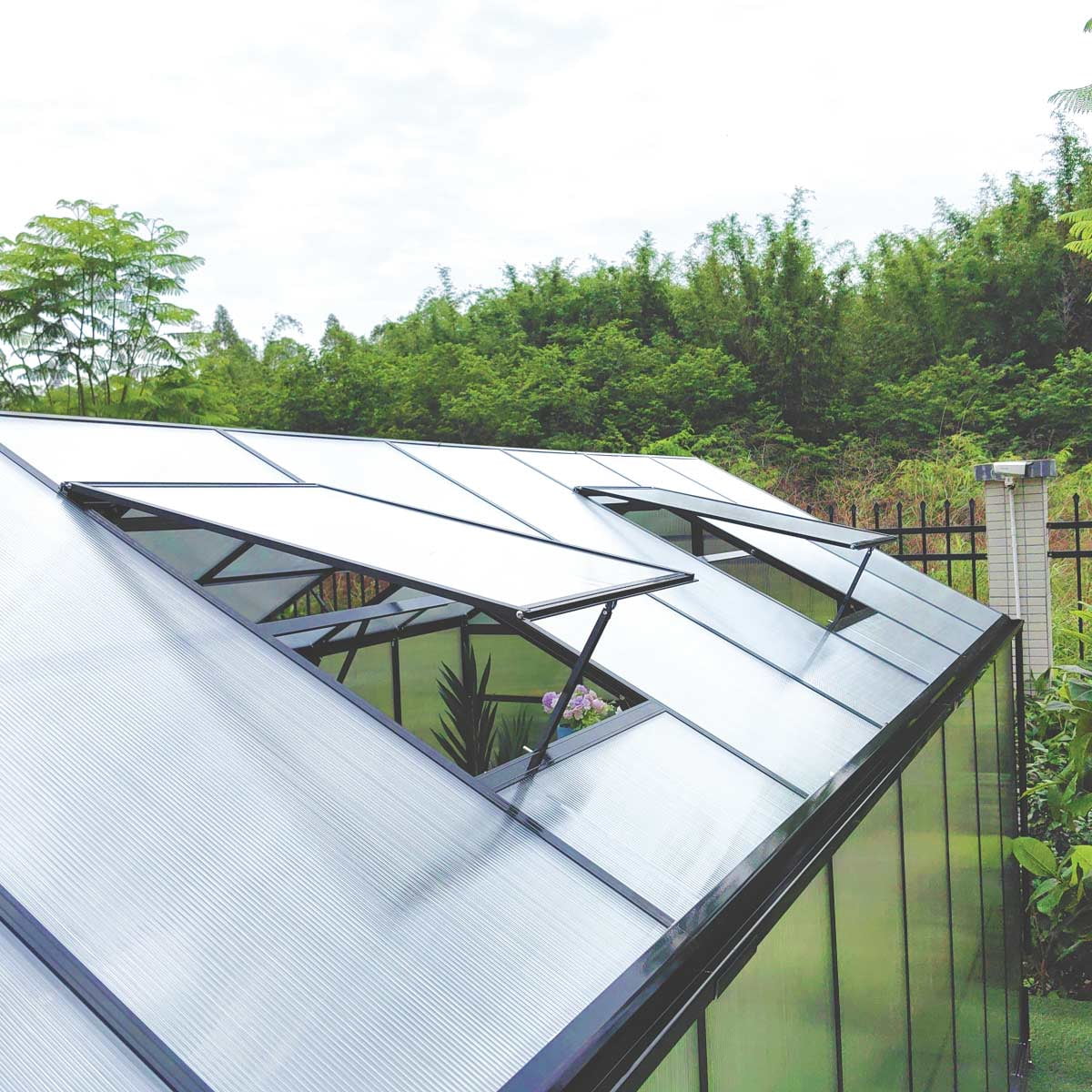 TMG Industrial Pacific Series 7' x 16' Premium Greenhouse, 7.4' Height, Aluminum Frame, Polycarbonate Roof and Walls, Slide & Lock System, TMG-GHP0716