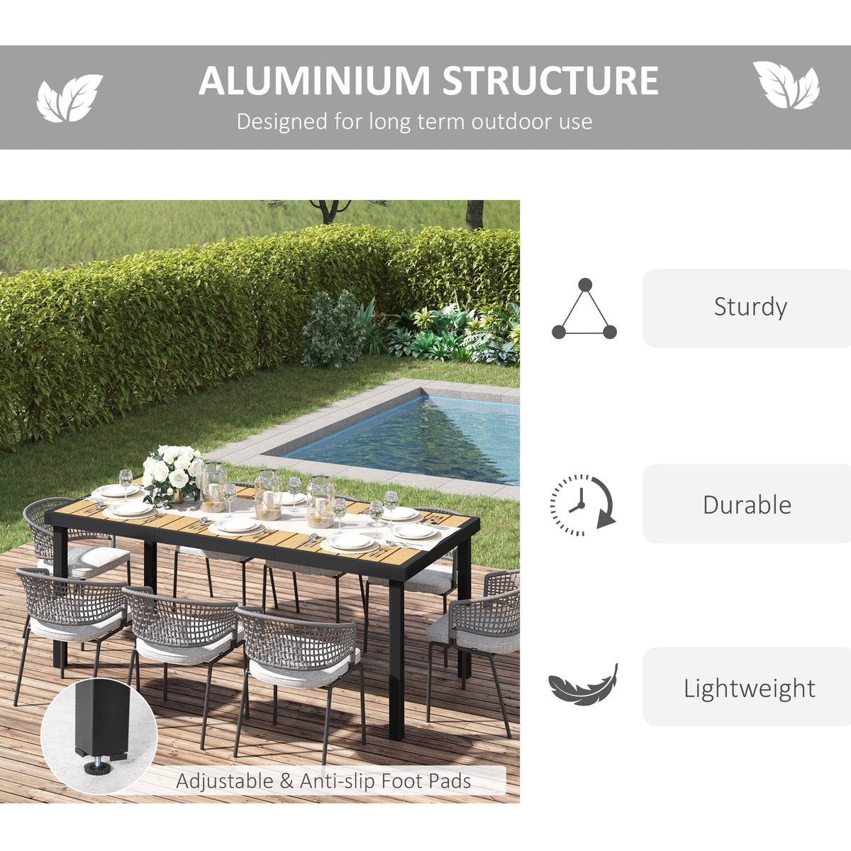 Outsunny 75" x 35" Outdoor Dining Table for 8 People, Natural