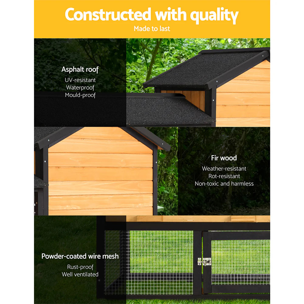 Extra Large Wooden Outdoor Chicken Coop Rabbit Hutch with Run - i.Pet