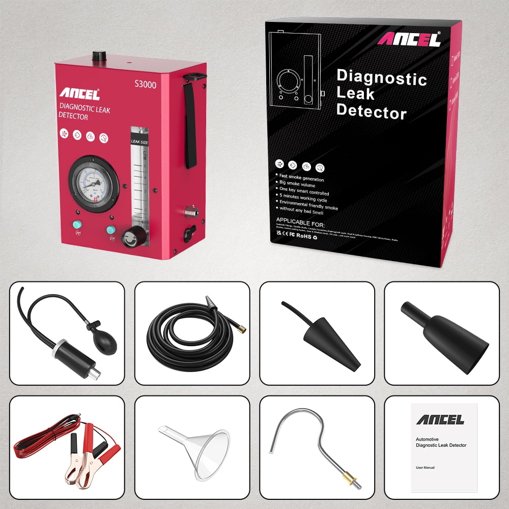 ANCEL S3000 Car Smoke Leak Detector Gas Pipe Leakage Analyzer Oil Pipe Generator All Pipe System EVAP Vacuum Leakage Diagnostic Tool