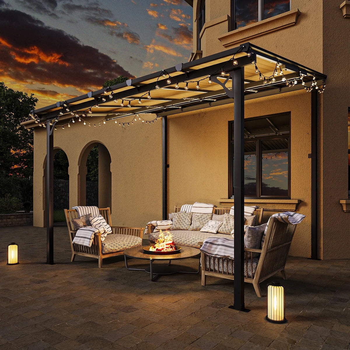 2026 NewAoxun 8' x 5' Gazebo for Patio, Gazebo Pergola with Sloped Roof, Grill Gazebo Large Wall-Mounted Heavy Duty Awnings, for Backyard, Deck, Patio