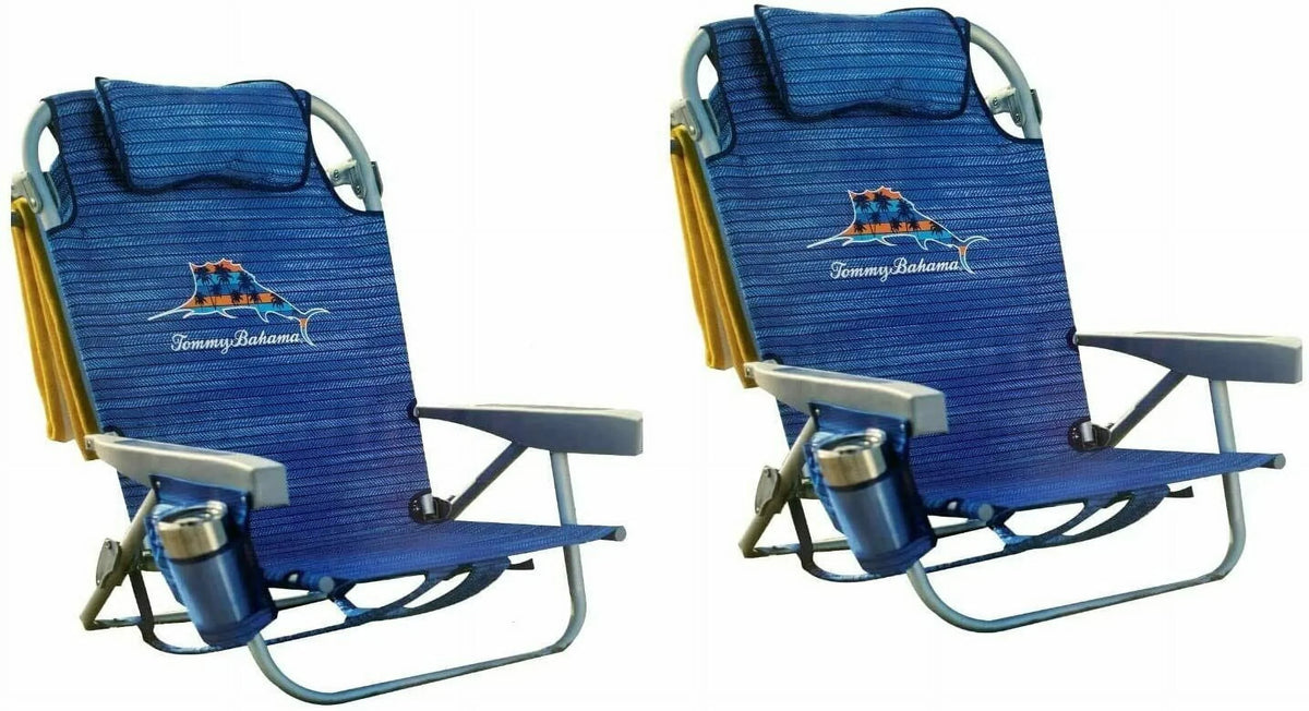 2026 NewTommy Bahama Backpack Beach Chairs - (2 PACK Blue )