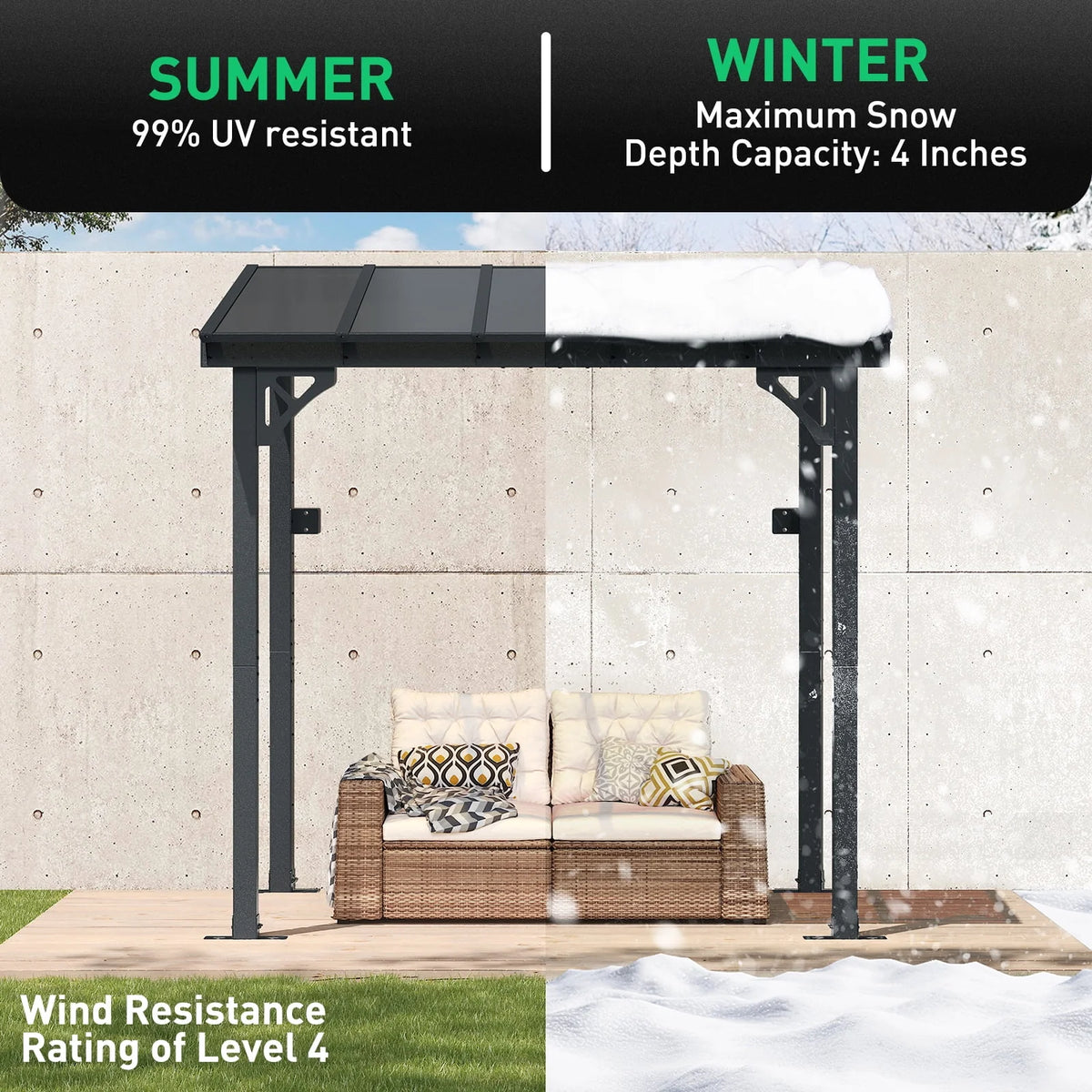 2026 NewAoxun 8' x 5' Gazebo for Patio, Gazebo Pergola with Sloped Roof, Grill Gazebo Large Wall-Mounted Heavy Duty Awnings, for Backyard, Deck, Patio