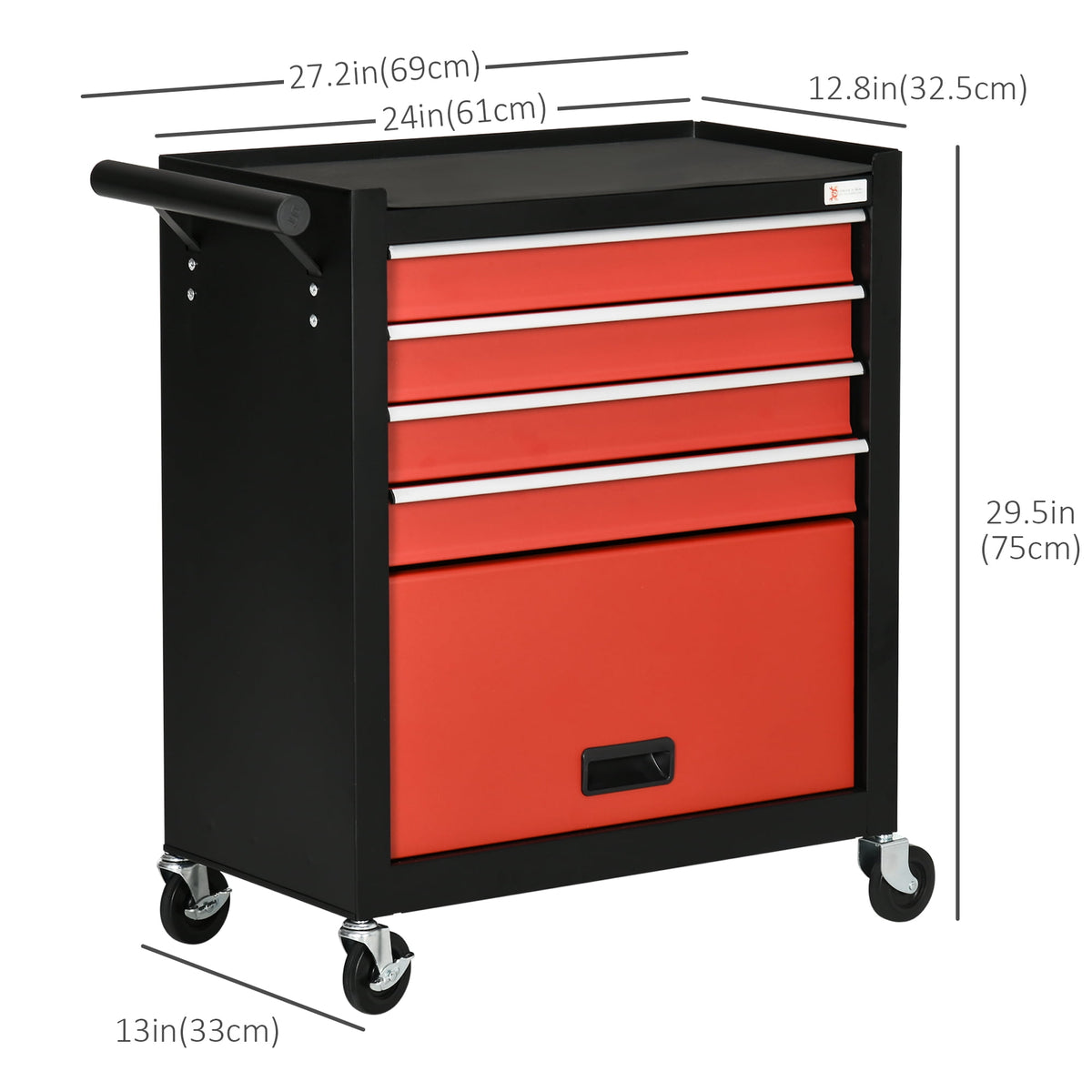 DURHAND 4-Drawer Tool Chest Rolling Tool Box with Storage Cabinet Handle