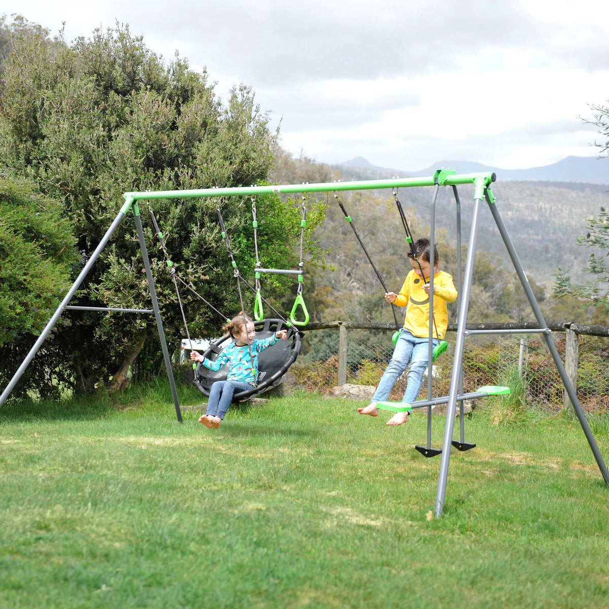 Lifespan Kids Lynx 4 Station Swing Set with Slippery Slide