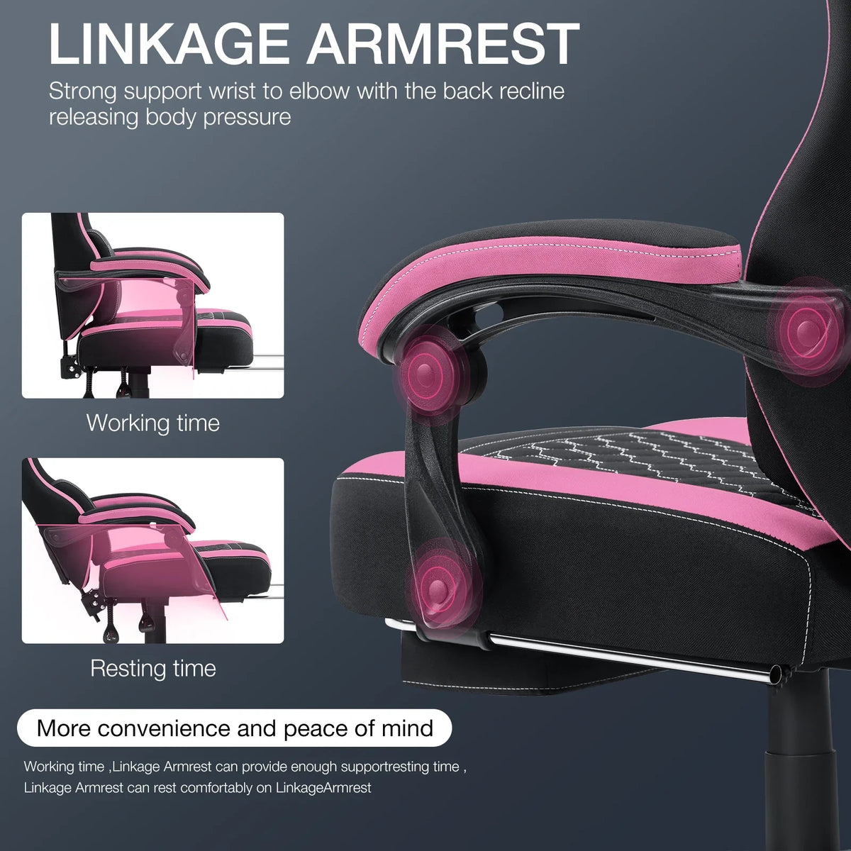 2026 NewHoffree Gaming Chair with Massage Fabric Office Chair with footrest for Adults, Ergonomic Gamer Chair with Headrest and Lumbar Support for Office Gaming, 440 LBS