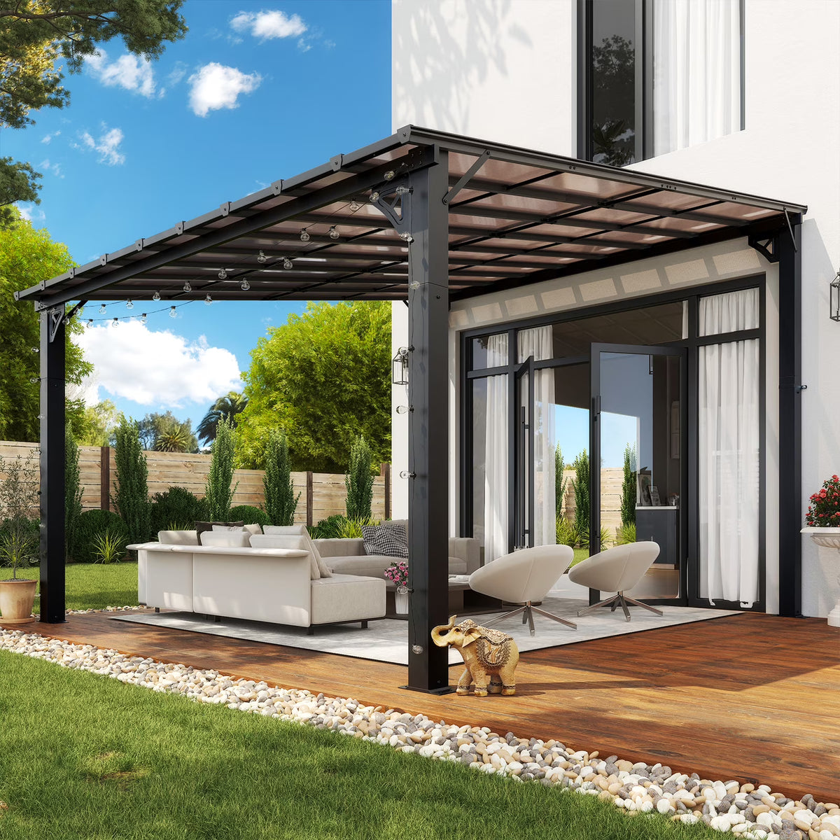 2026 NewAoxun 8' x 5' Gazebo for Patio, Gazebo Pergola with Sloped Roof, Grill Gazebo Large Wall-Mounted Heavy Duty Awnings, for Backyard, Deck, Patio
