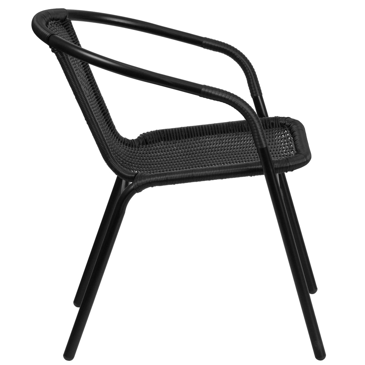 2026 NewEmma + Oliver Indoor/Outdoor Stacking Rattan Restaurant Patio Chairs, Set of 2, Gray