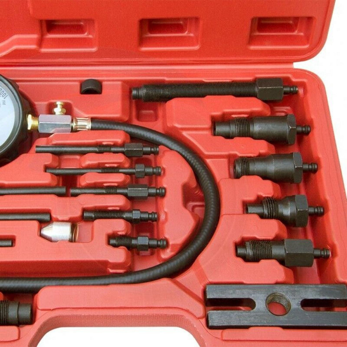 Professional Diesel Engine Cylinder Compression Tester 1000PSI Pressure Detector Automotive Tool Gauge Test Kit Red