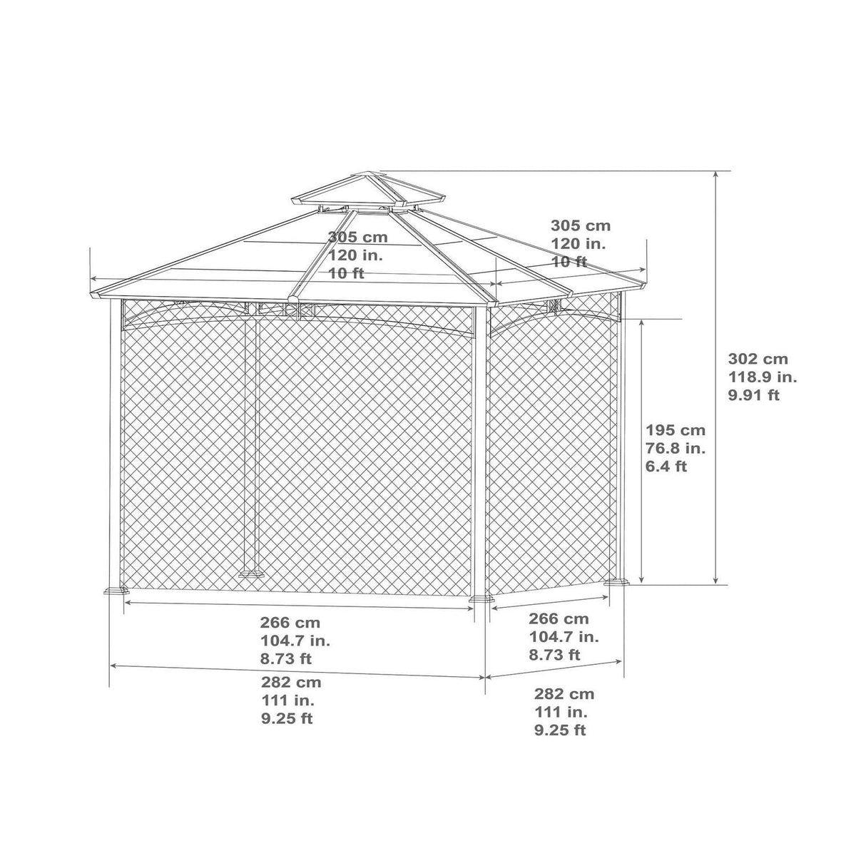 Hometrends10 ft. x 10 ft. Hardtop Gazebo