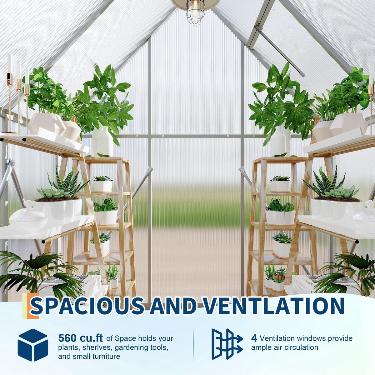 GloryStar 4X6 FT Hard Anodized Aluminum Greenhouse, Easy & Quick Assembly Garden Greenhouse