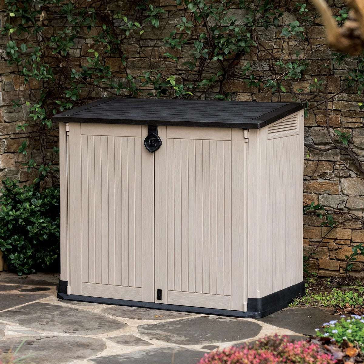 2026 NewKeter S.I.O Midi 4.3' x 2.3' x 3.7' Horizontal Resin Outdoor Storage Shed with Durable Floor, Grey