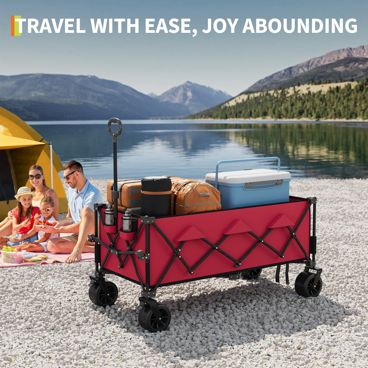 Collapsible Wagon Heavy Duty with All Terrain Wheels for Beach Sports