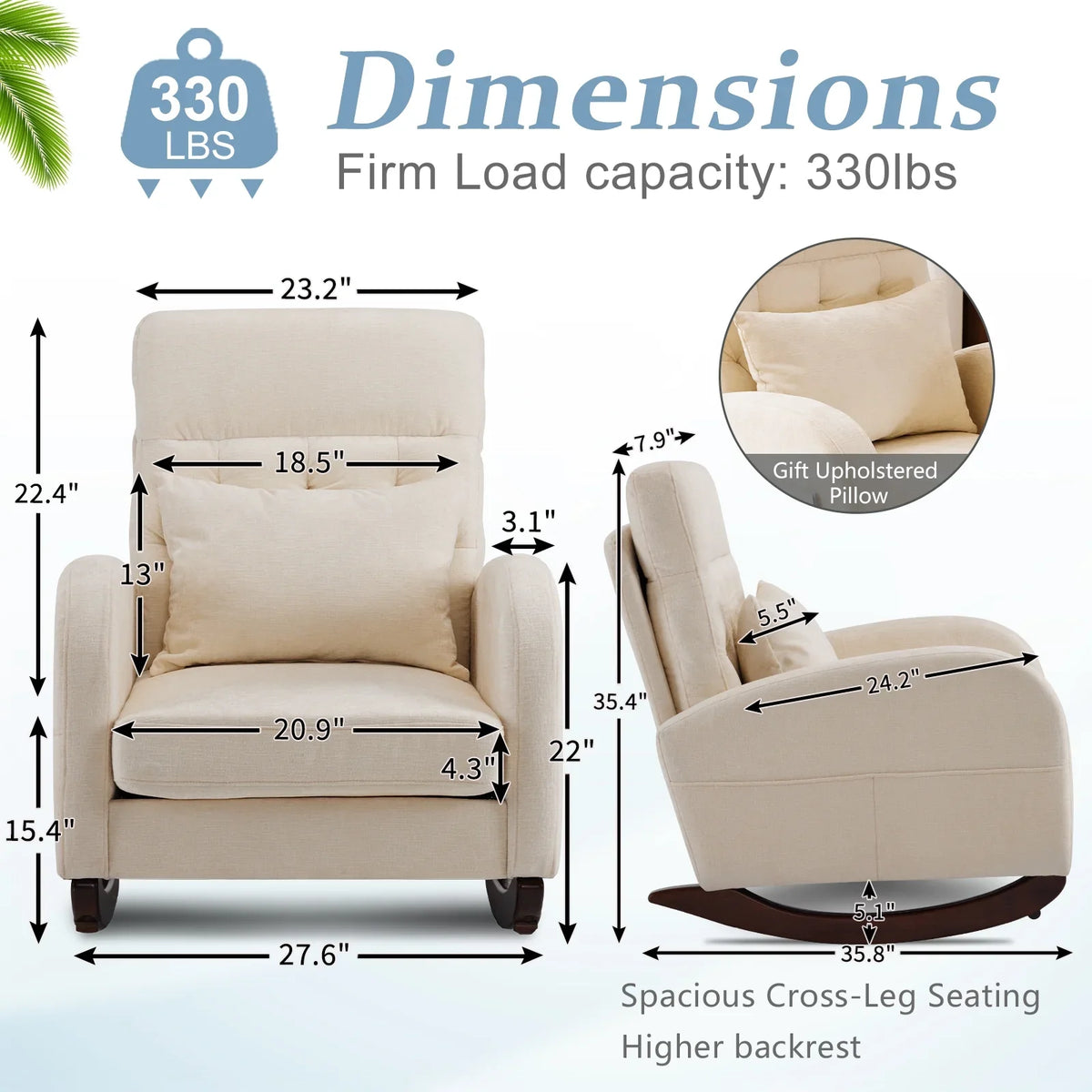 2026 NewKtaxon Rocking Accent Chair Glider Reading Chair Comfy Teddy Velvet Upholstered Single Sofa Rocker for Living Room, Nursery, Bedroom Beige