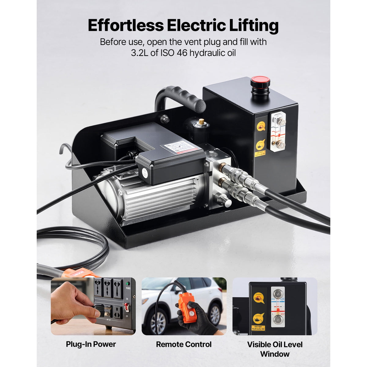 KFFKFF Portable Car Lift, 9000 lbs Capacity, Heavy Duty Steel Truck Lift with 28" Max Height, 120V Power Unit, Wheels, 4 Rubber Pads