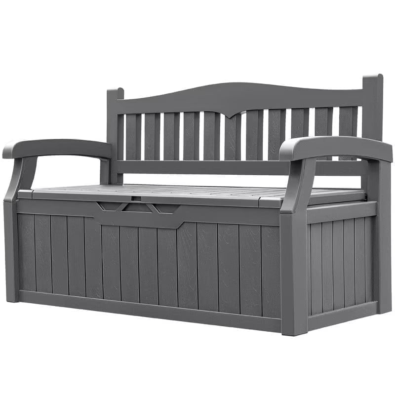 2026 NewHomall 80 Gallon Plastic Storage Bench Made Of Durable Weatherproof Resin And Deck-Box Organized Storage Compartment For Outdoor Patios And Lawns,Black