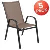 2026 NewBizChair 5 Pack Black Outdoor Stack Chair with Flex Comfort Material and Metal Frame