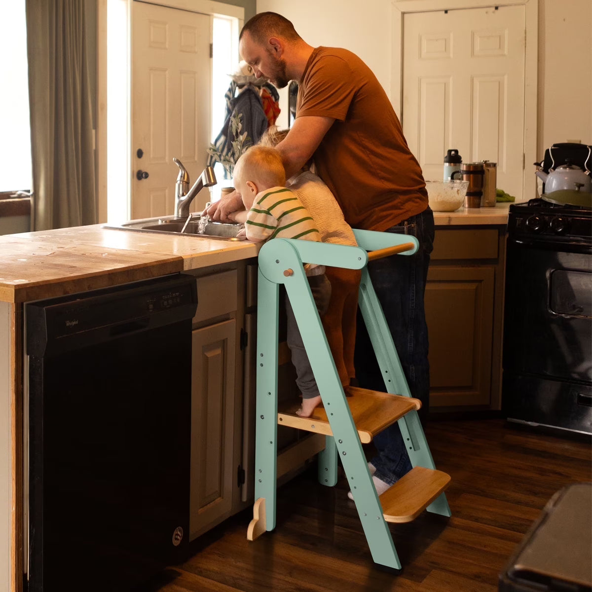 2026 NewHARPPA Foldable Toddler Kitchen Tower, Standing Tower for Kids Age 1.5-6 Years, White