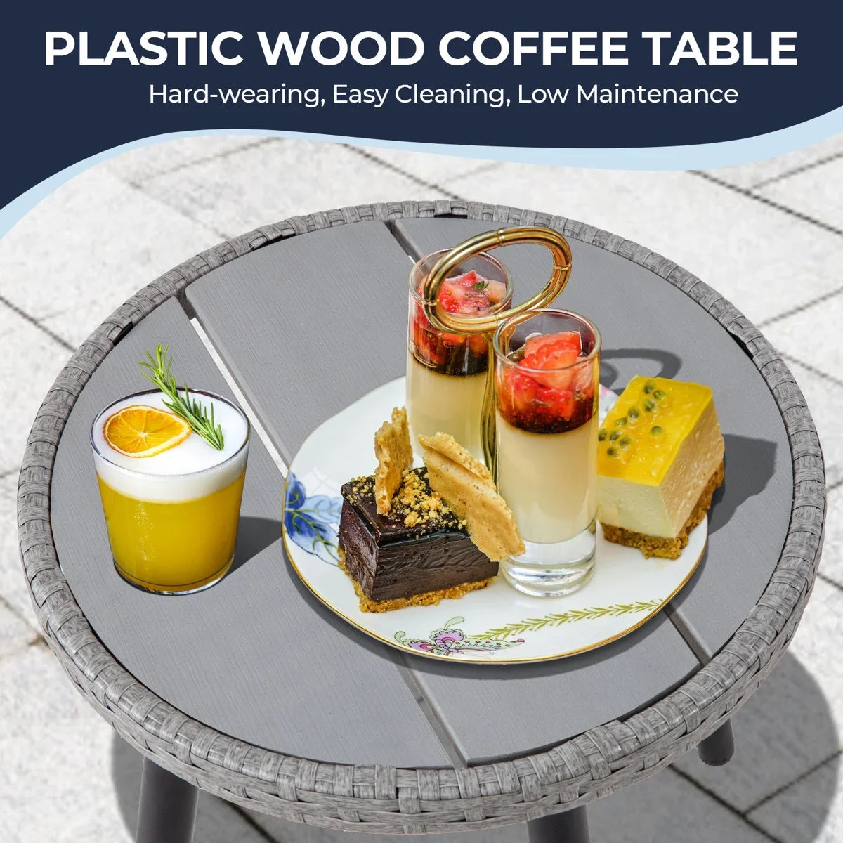 2026 NewAinfox 3-Piece Steel Outdoor Bistro Sets with Metal Chairs and Glass Top Table, Beige