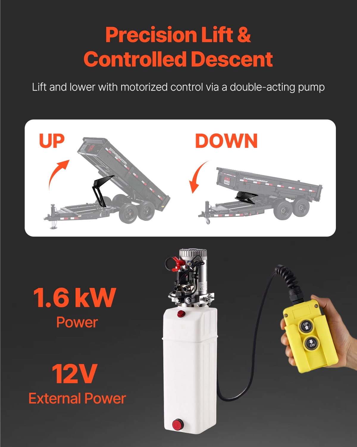 VEVOR Hydraulic Scissor Hoist Kit 10T Hydraulic Dump Lift Kit for Dump Trailers Trucks