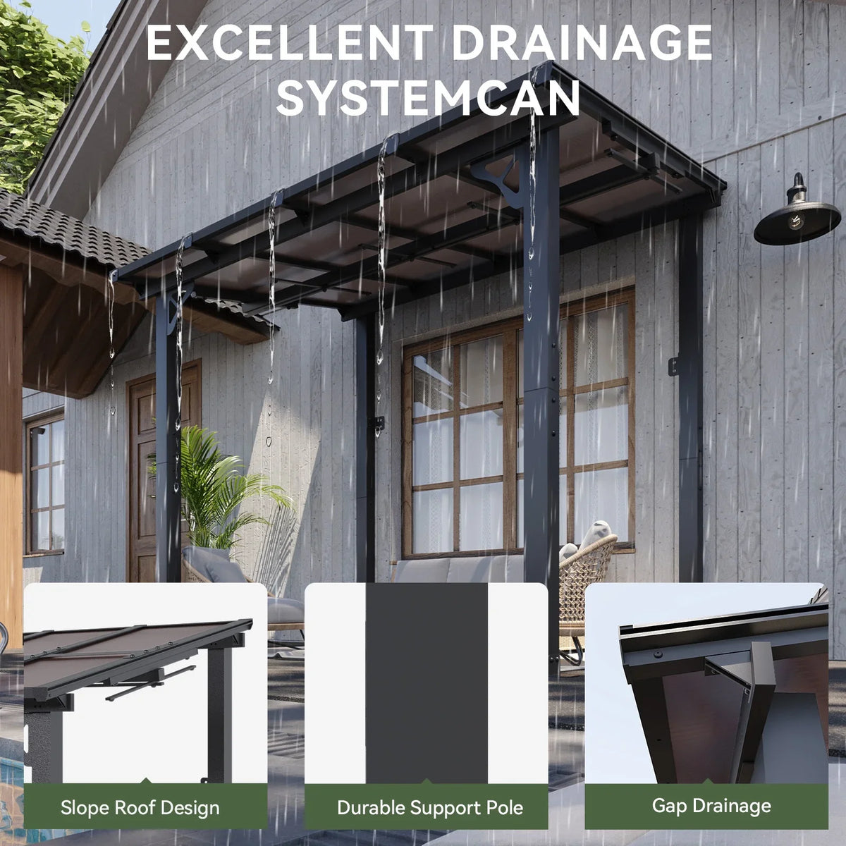 2026 NewAoxun 8' x 5' Gazebo for Patio, Gazebo Pergola with Sloped Roof, Grill Gazebo Large Wall-Mounted Heavy Duty Awnings, for Backyard, Deck, Patio