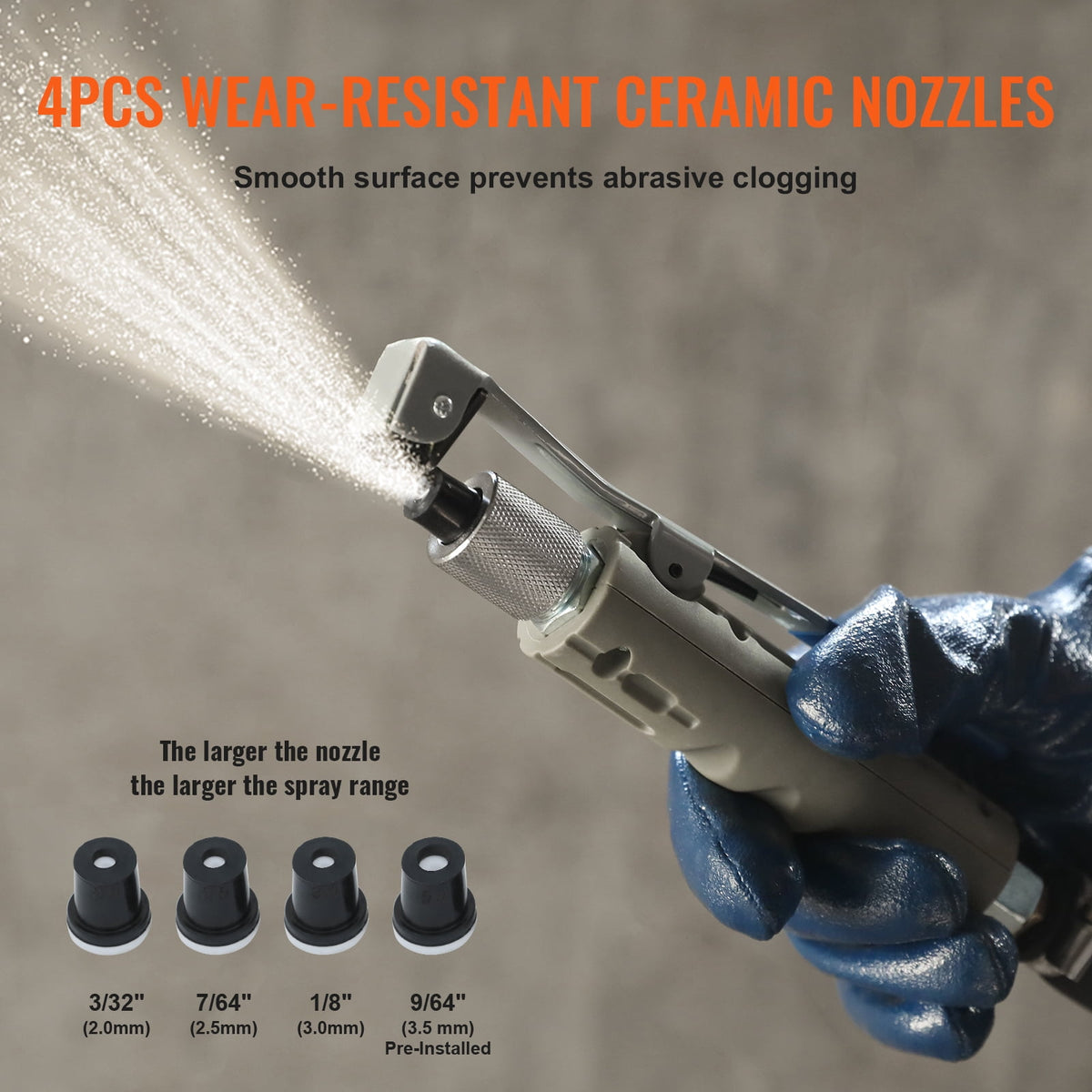 KFFKFF Portable Sand Blaster, 5 Gallon Capacity, 60-110 PSI, Abrasive Blasting Tank with Air Sandblasting Kit, Includes 4 Ceramic Nozzles & Oil-Water Separator for Removing Paint, Stain, Rust