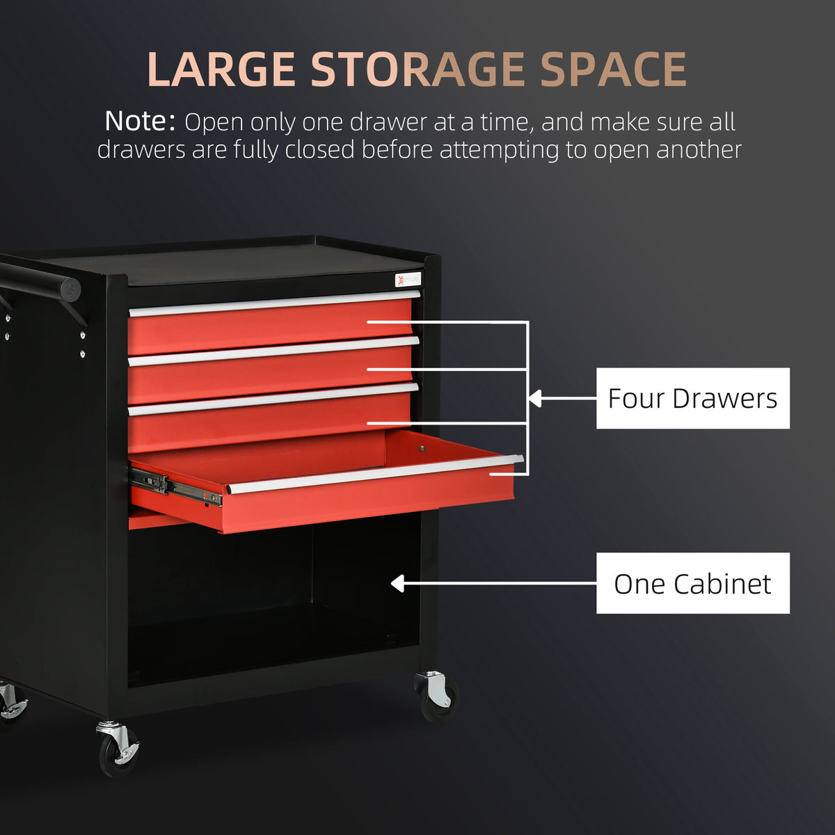 DURHAND 4-Drawer Tool Chest Rolling Tool Box with Storage Cabinet Handle