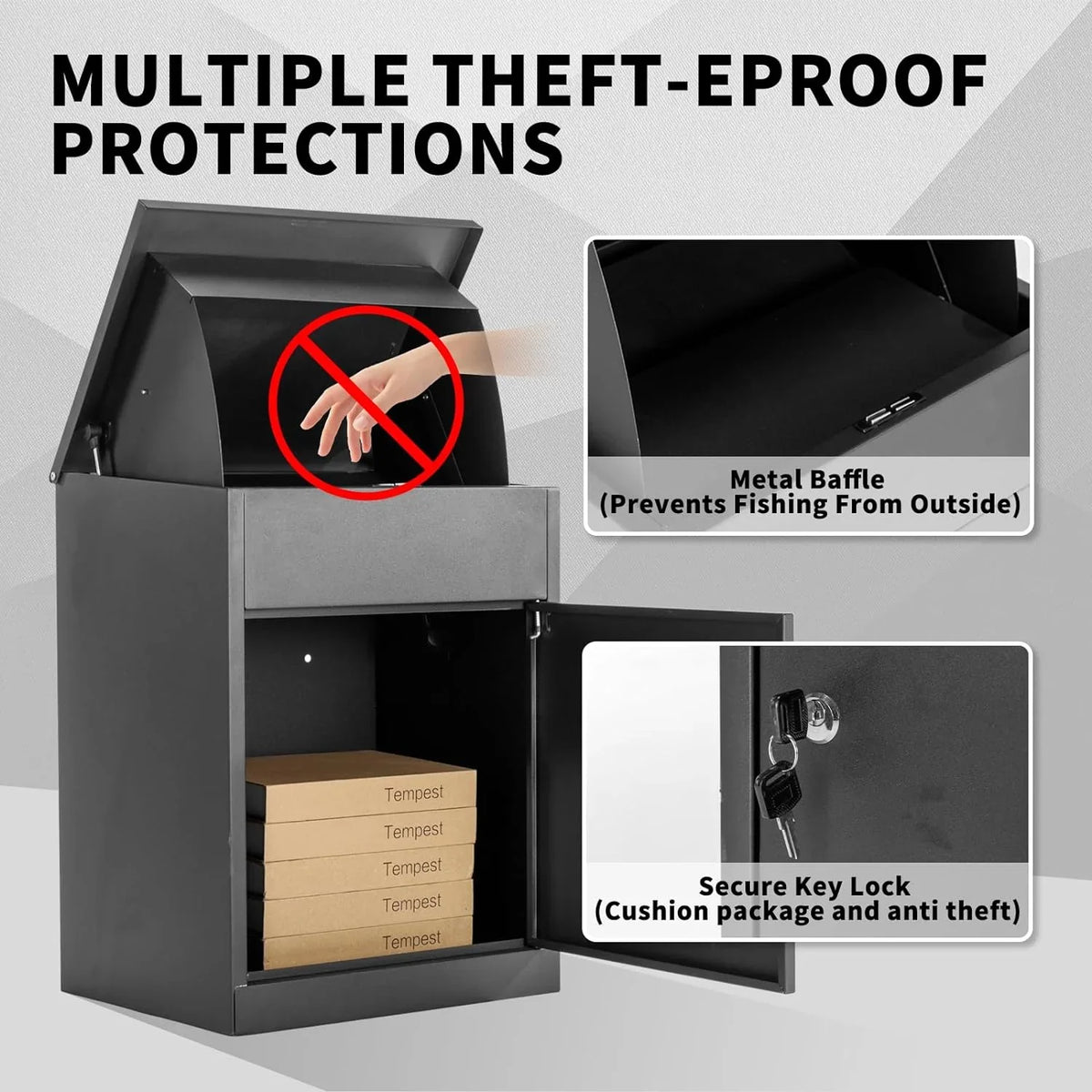 2026 NewICEELF Large Package Delivery Boxes, Galvanized Steel, Lockable, Anti-Theft, 17.3" x 13.8" x 22.1"