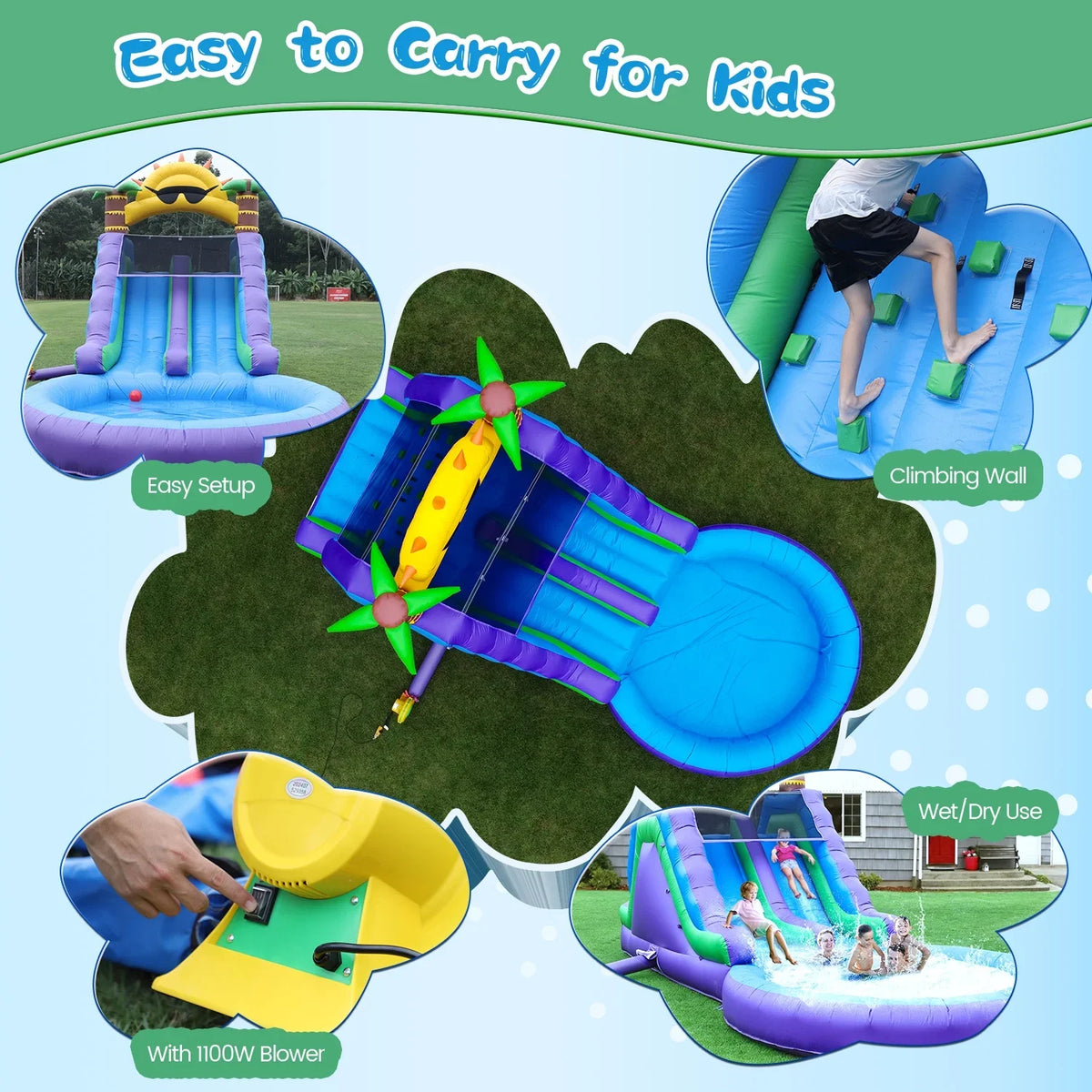 2026 NewRelunch 26FT Inflatable Double Water Slide for Kids & Adults, PVC Inflatable Water Park with Blower, Giant Splash Pool for Backyard & Outdoor Fun, 26'L x 12'W x 14'H