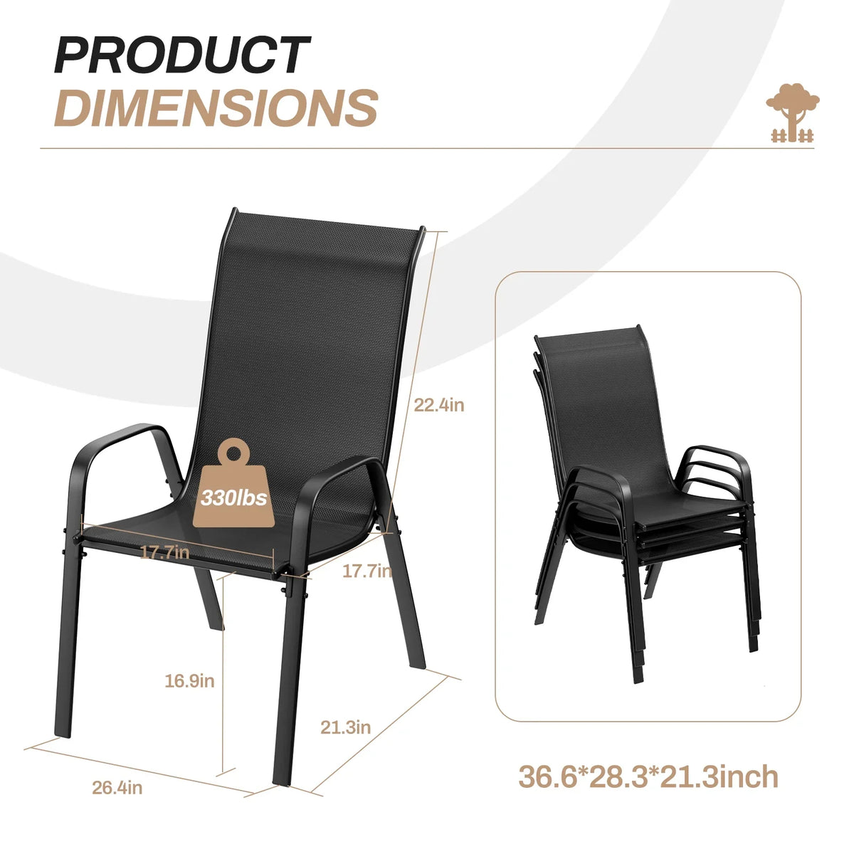 2026 NewArlopu 8Pcs Patio Dining Chairs Outdoor Stackable Armrest Chairs for Lawn Garden Backyard