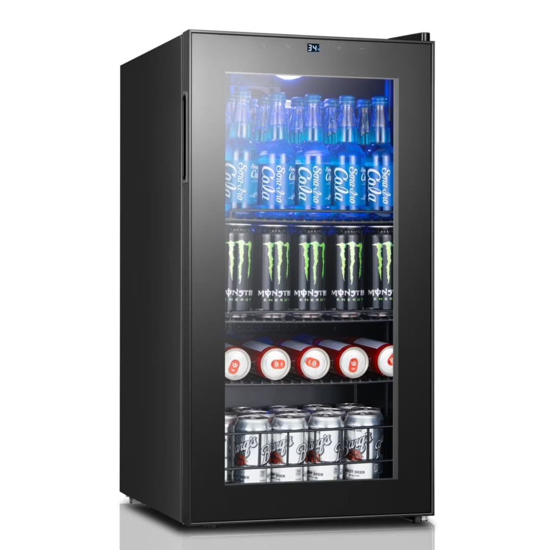 2026 NewYeego Beverage Refrigerator Cooler, Freestanding Beverage Fridge with Glass Door,95 Cans