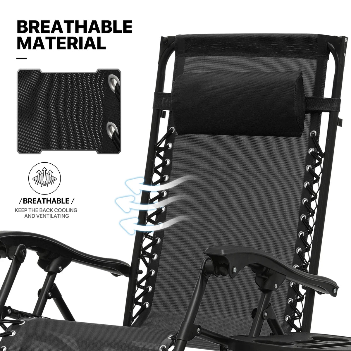 2026 NewMoNiBloom Zero Gravity Chairs Set of 2, Folding Outdoor Patio Beach Recliner with Canopy Shade & Headrest, Black