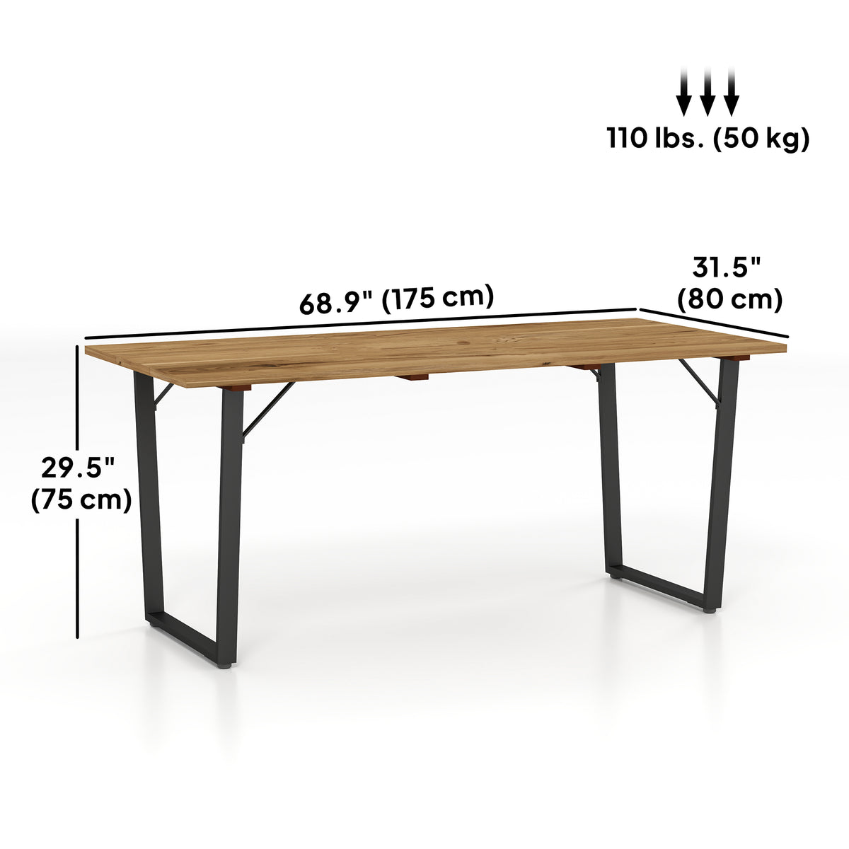 Outsunny Wooden Outdoor Dining Table for 6 with 2" Umbrella Hole, Brown